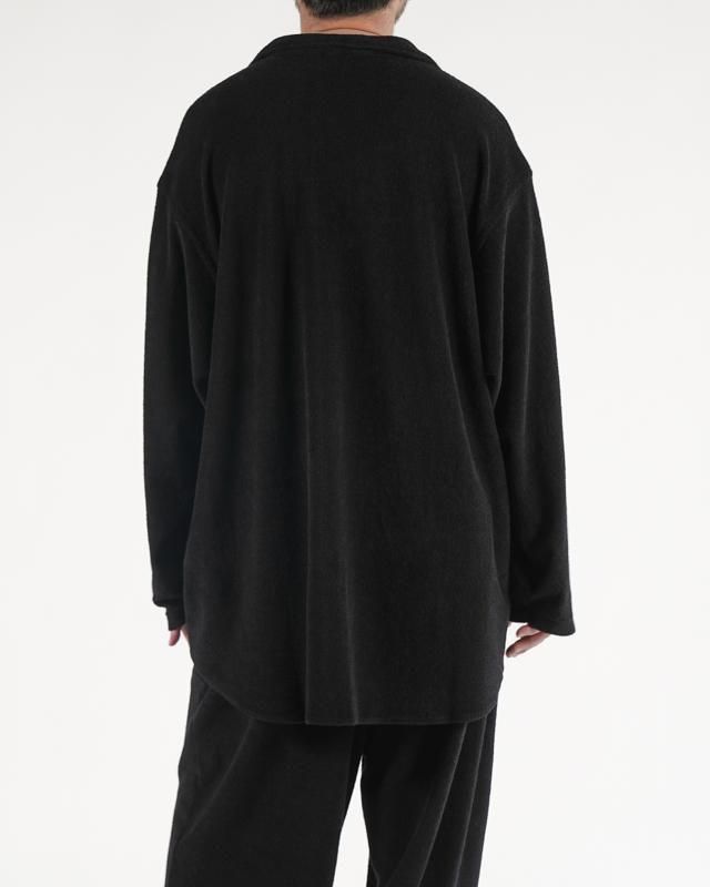 COMOLI パイル スキッパー シャツ , Black – Navyblue