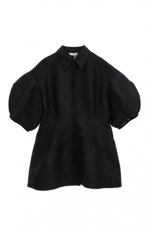 CLANE] クラネ WAIST SHAPE PUFF SLEEVE TOPS(BLACK)