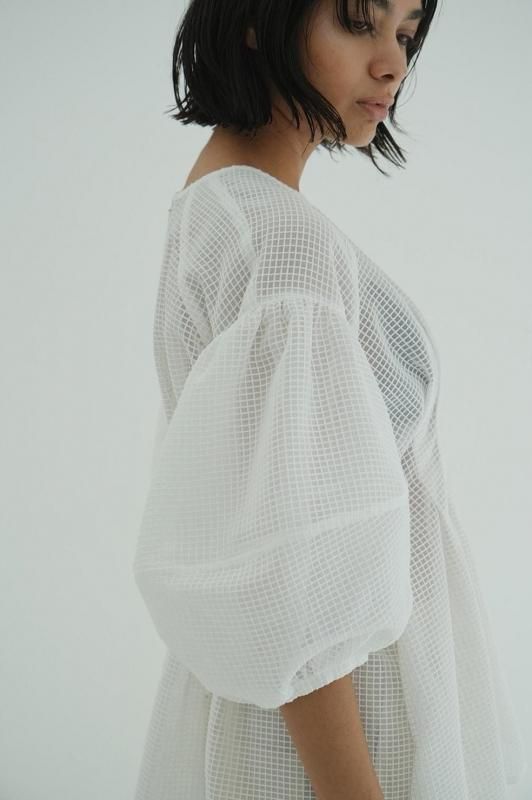 SHEER PLAID VOLUME SLEEVE TOPS｜TOPS(トップス)｜CLANE