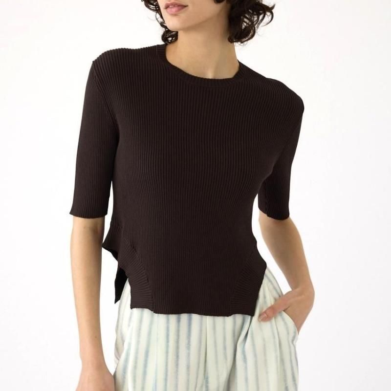 <img class='new_mark_img1' src='https://img.shop-pro.jp/img/new/icons6.gif' style='border:none;display:inline;margin:0px;padding:0px;width:auto;' />[RIM.ARK] ॢ Round hem knit tops(BRW)