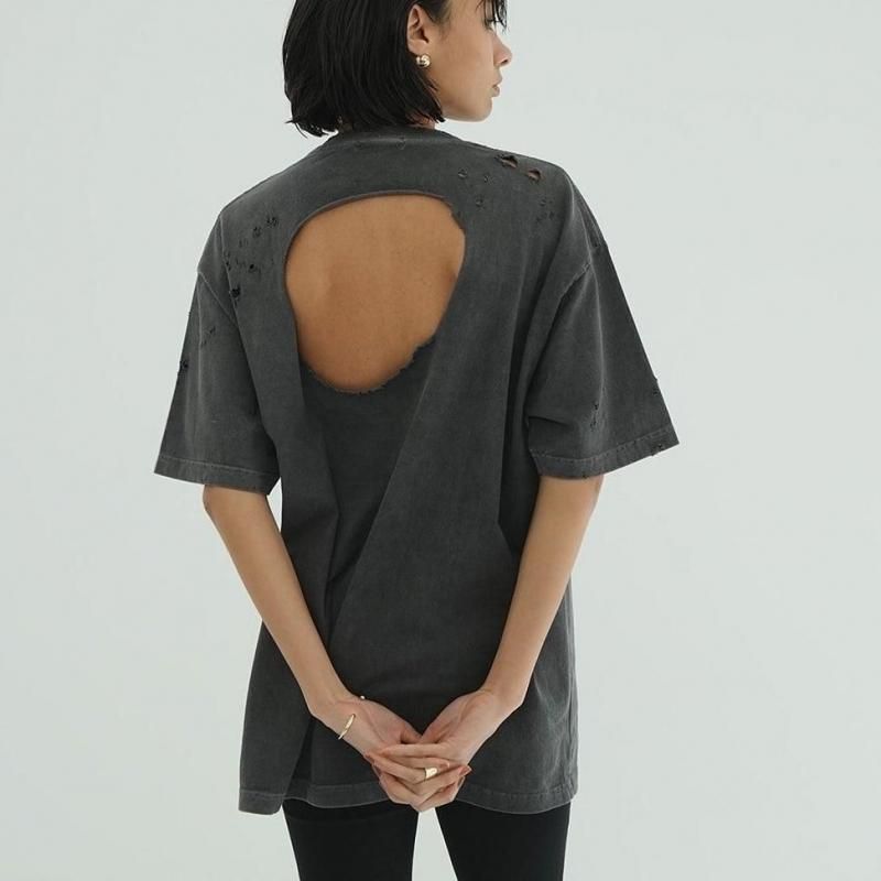 <img class='new_mark_img1' src='https://img.shop-pro.jp/img/new/icons31.gif' style='border:none;display:inline;margin:0px;padding:0px;width:auto;' /> [CLANE]  CRUSH DESIGN OVER TEE(CHACOAL)