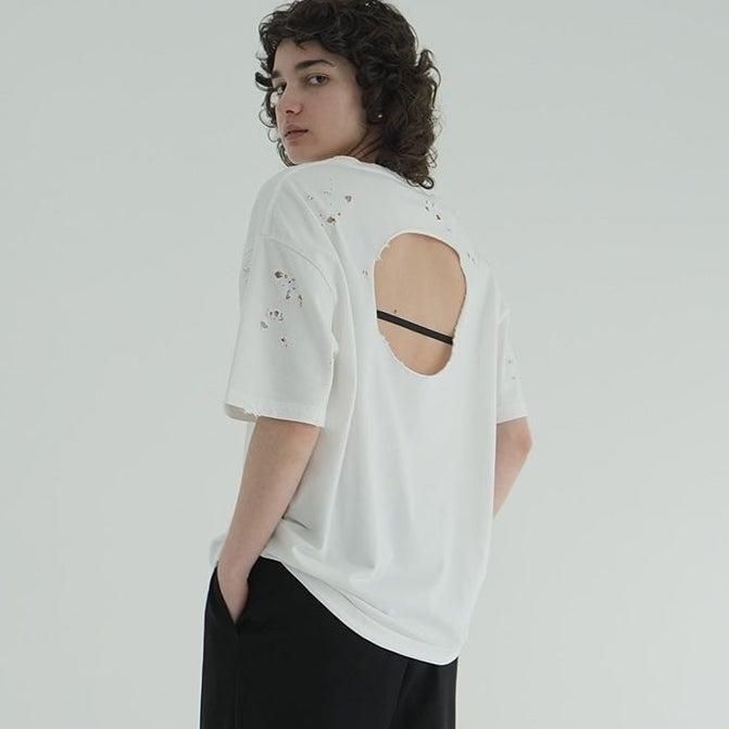<img class='new_mark_img1' src='https://img.shop-pro.jp/img/new/icons31.gif' style='border:none;display:inline;margin:0px;padding:0px;width:auto;' /> [CLANE]  CRUSH DESIGN OVER TEE(WHITE)