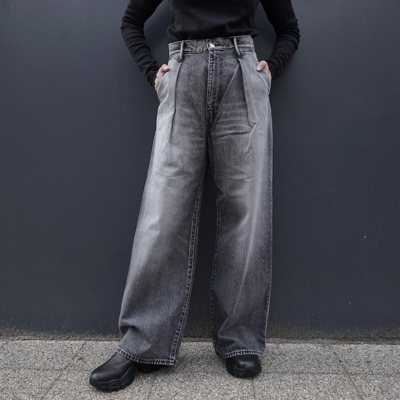 Graphpaper] グラフペーパー Selvage Denim Two Tuck Wide (BLACK