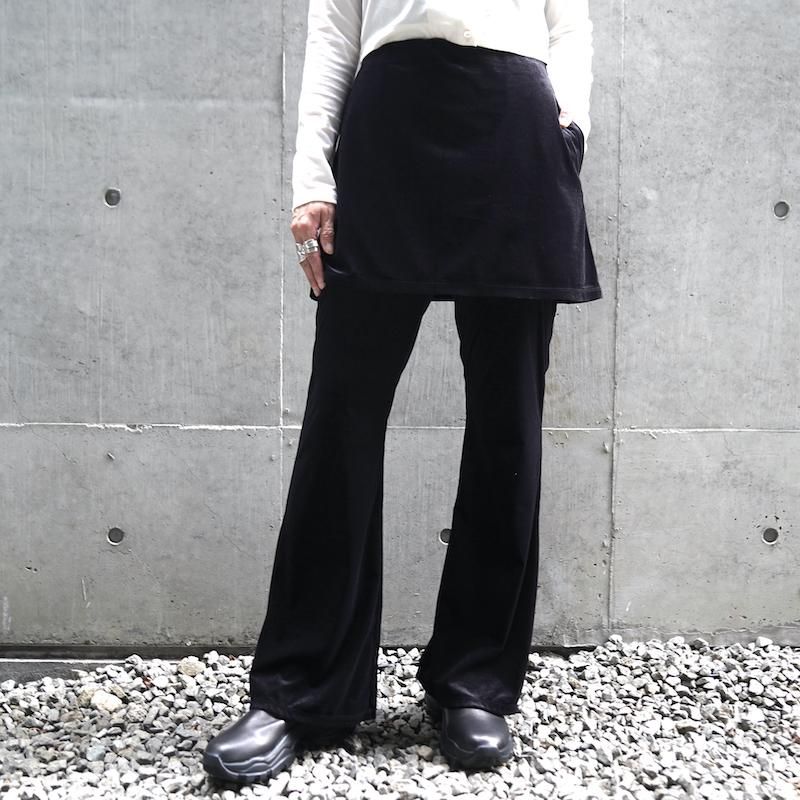 PHEENY] フィーニー Sheer velour layered pants(BLACK)