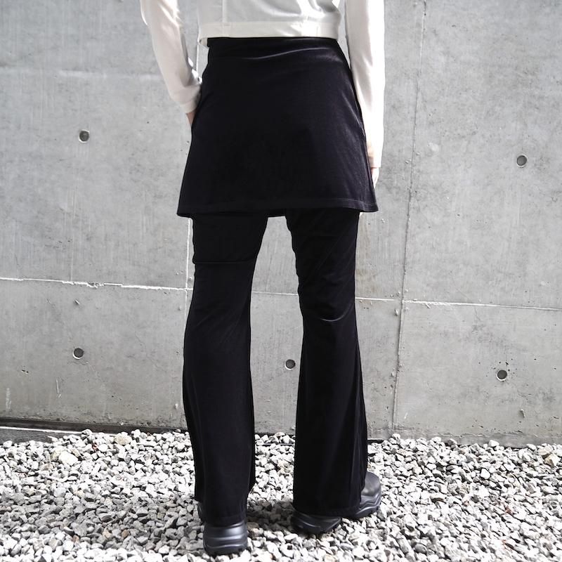 PHEENY] フィーニー Sheer velour layered pants(BLACK)