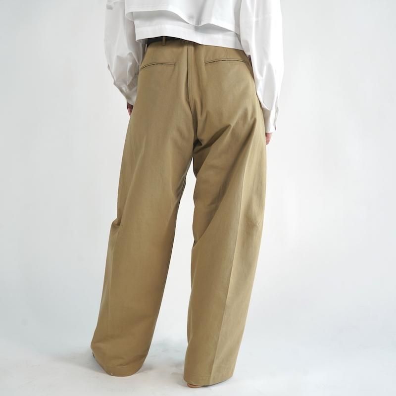 HYKE チノパンKHAKI サイズ1 BARREL LEG CHINO PANTS-バレルレッグチノパンツ-HYKE（ハイク）通販