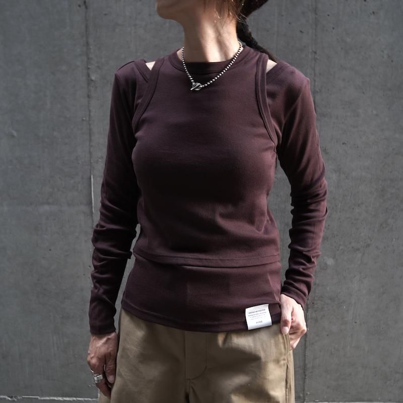 HYKE] ハイク LAYERED LONG-SLV TEE(BROWN)
