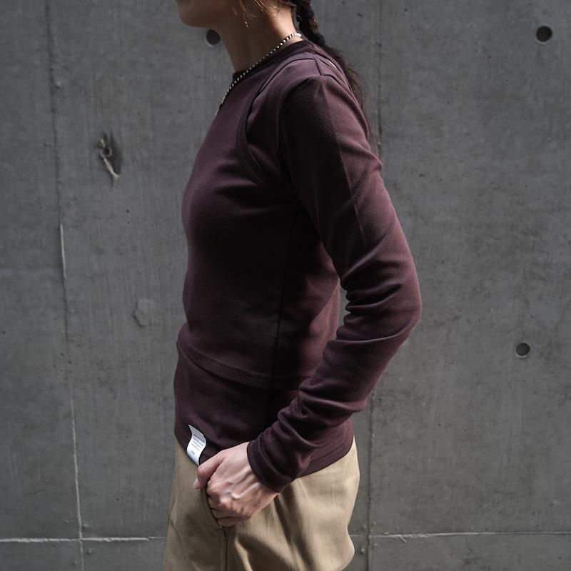 HYKE] ハイク LAYERED LONG-SLV TEE(BROWN)