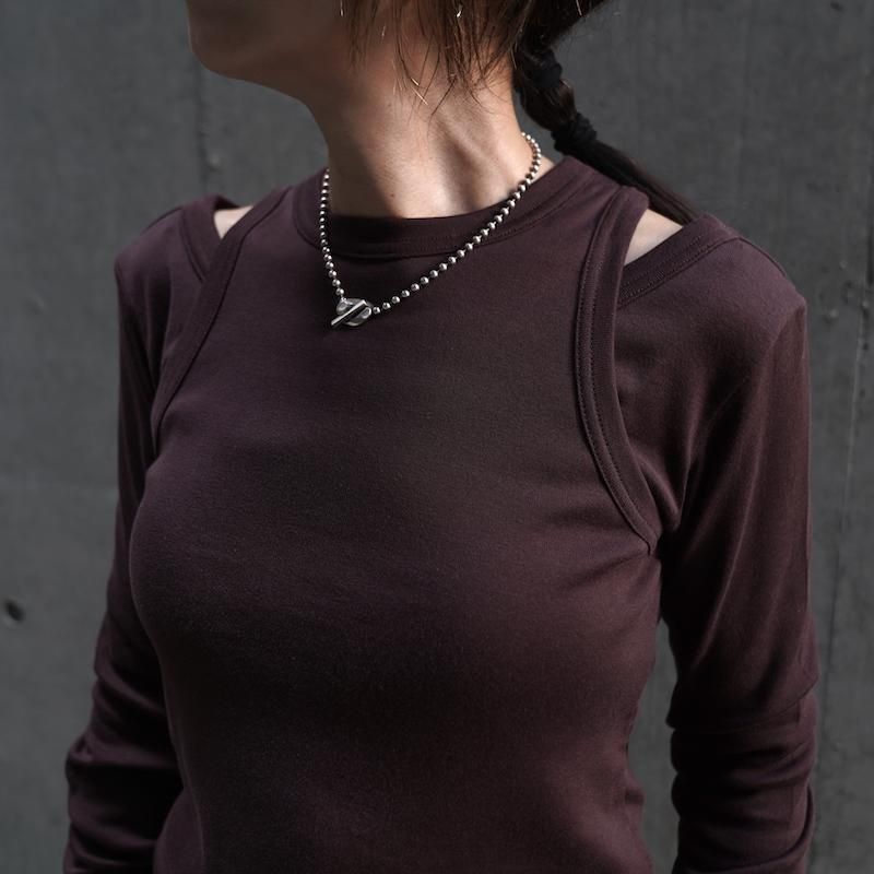HYKE] ハイク LAYERED LONG-SLV TEE(BROWN)