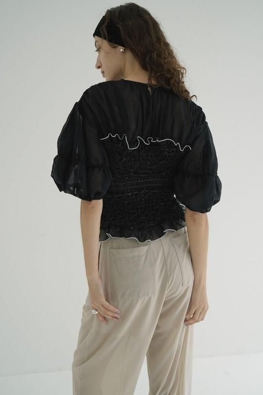 CLANE W TULLE SHIRRING TOPS