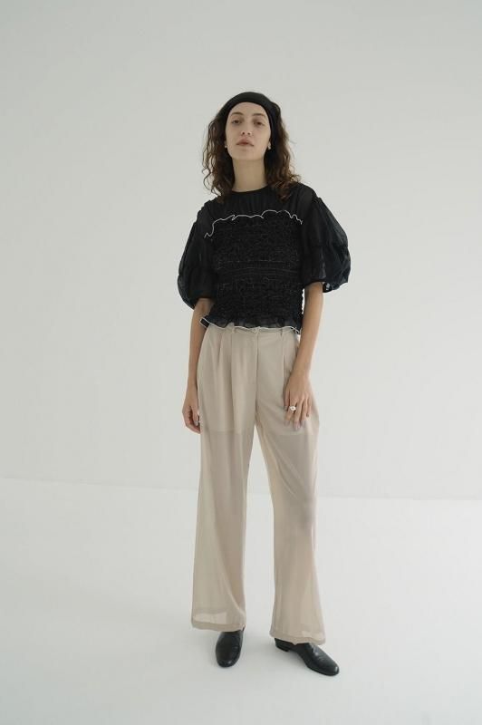 【25AW PRE ORDER】CLANE 正規商品 クラネ シャーリング デザイン ブラウス SHIRRING DESIGN BLOUSE ブラック/ミックス 2色展開 2025秋冬新作 CLANE] クラネ COLOR STITCHED SHIRRING TOPS(BLACK)