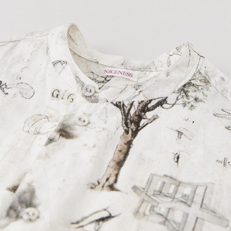 NICENESS] ナイスネス V.CHAD / PRINTED NARROW COLLAR SHIRT JACKET