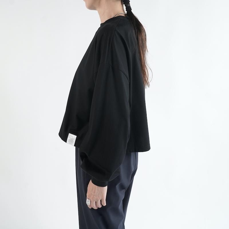 HYKE] ハイク CROPPED LONG-SLV TEE / BIG FIT(BLACK)