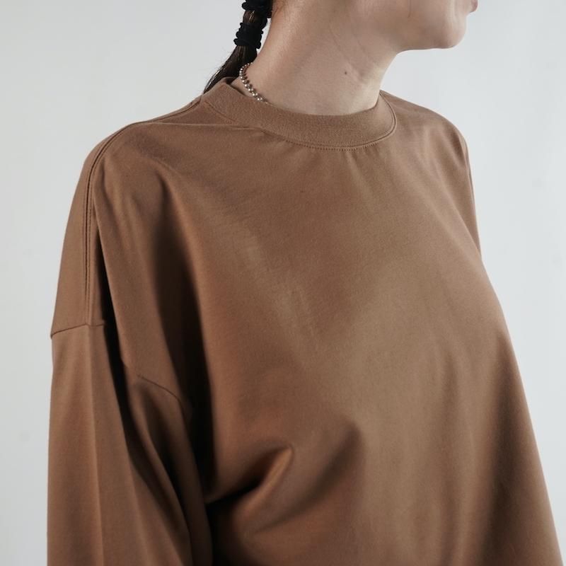 HYKE] ハイク CROPPED LONG-SLV TEE / BIG FIT(COYOTE BROWN)