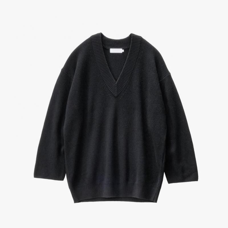 <img class='new_mark_img1' src='https://img.shop-pro.jp/img/new/icons50.gif' style='border:none;display:inline;margin:0px;padding:0px;width:auto;' />[Graphpaper] եڡѡ Mercerized Fine Wool Oversized V Neck Knit(BLACK)