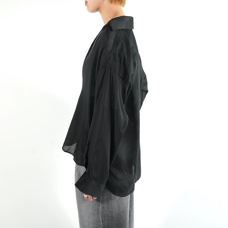 OHGA Skipper blouse スキッパーブラウス Graphpaper] グラフペーパー Cupro Stripe Skipper Blouse(BLACK