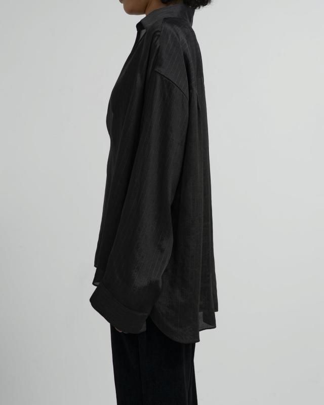 Graphpaper] グラフペーパー Cupro Stripe Skipper Blouse(BLACK