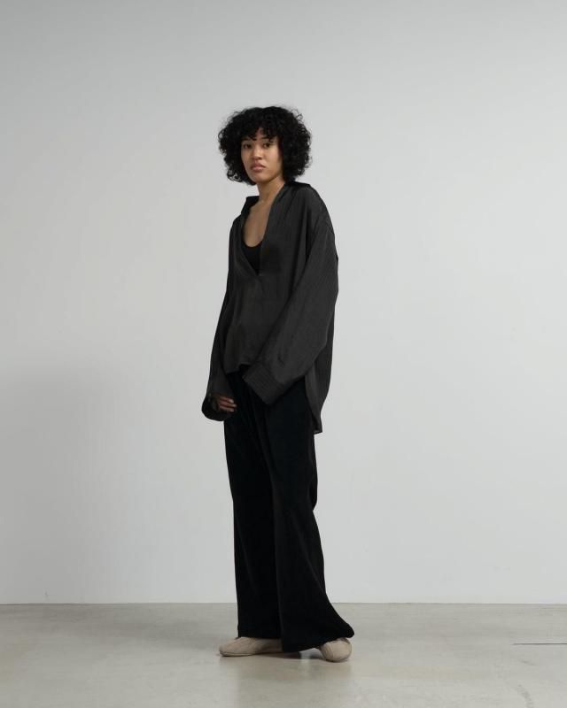 Graphpaper] グラフペーパー Cupro Stripe Skipper Blouse(BLACK