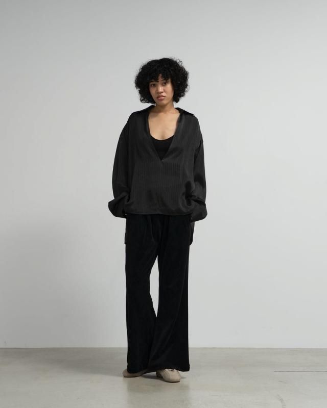 Graphpaper] グラフペーパー Cupro Stripe Skipper Blouse(BLACK