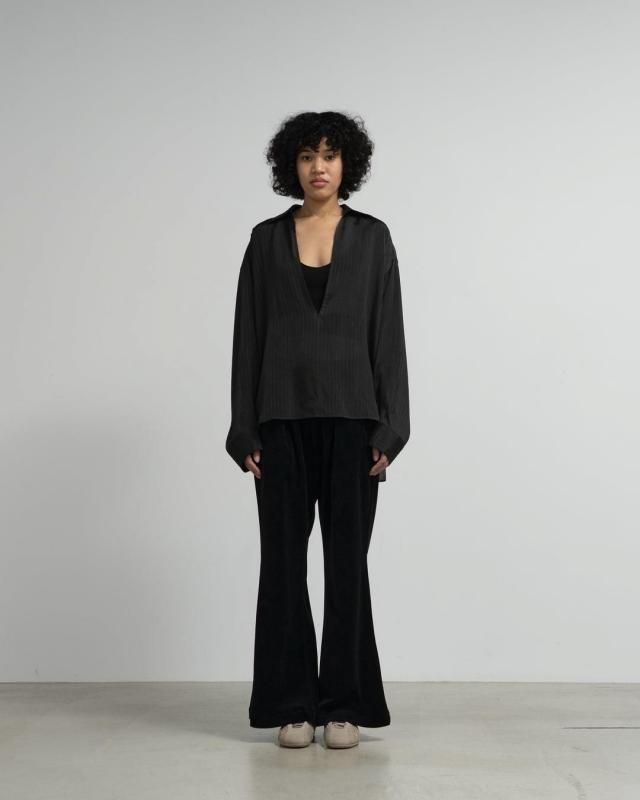 Graphpaper] グラフペーパー Cupro Stripe Skipper Blouse(BLACK