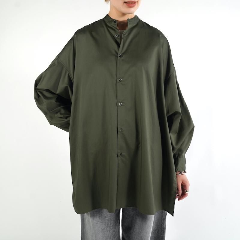 <img class='new_mark_img1' src='https://img.shop-pro.jp/img/new/icons6.gif' style='border:none;display:inline;margin:0px;padding:0px;width:auto;' />[Graphpaper] եڡѡ Silicon Poplin Deep Slit Band Collar Shirt(GREEN)