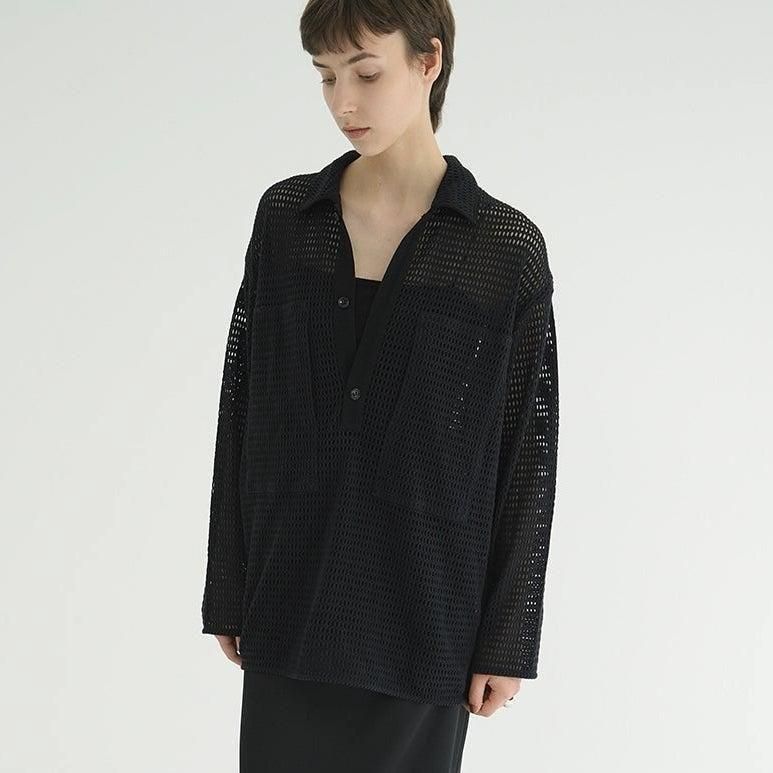<img class='new_mark_img1' src='https://img.shop-pro.jp/img/new/icons50.gif' style='border:none;display:inline;margin:0px;padding:0px;width:auto;' />[CLANE]  MESH POCKET OVER SHIRTS(BLACK)