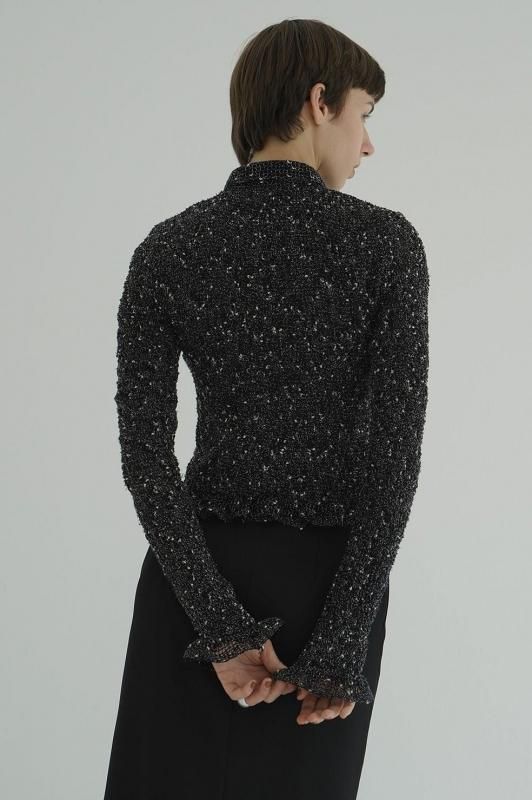 CLANE MIX MESH GATHER SHIRT ブラック 1 CLANE] クラネ MIX MESH GATHER SHIRT(BLACK)