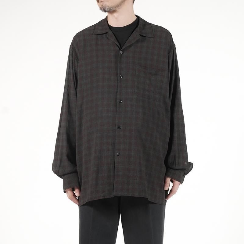 OP COLLLAR SHIRTS RAYON強撚 BRCHECK レーヨン 3 MAATEE&SONS OP COLLLAR SHIRTS RAYON強撚 BRCHECK - DIMPLE