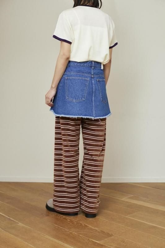 PHEENY] フィーニー Velvet border wide pants(BROWN)