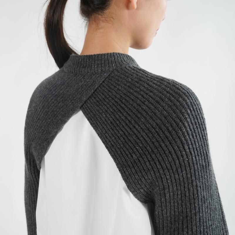 HYKE] ハイク RIBBED KNIT WOOL SHRUG(CHACOAL)