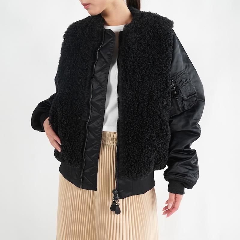 HYKE] ハイク FAUX SHEARLING TYPE MA-1 JACKET(BLACK)