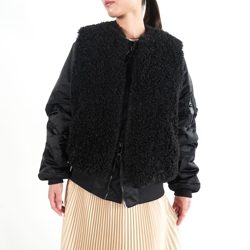 <img class='new_mark_img1' src='https://img.shop-pro.jp/img/new/icons6.gif' style='border:none;display:inline;margin:0px;padding:0px;width:auto;' /> [HYKE] ϥ FAUX SHEARLING TYPE MA-1 JACKET(BLACK)