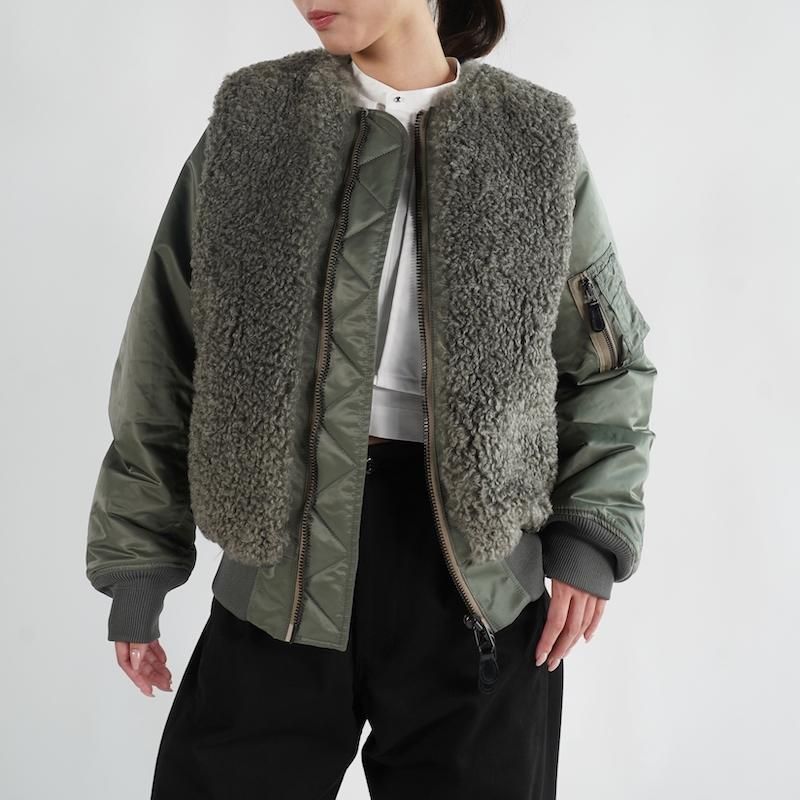<img class='new_mark_img1' src='https://img.shop-pro.jp/img/new/icons50.gif' style='border:none;display:inline;margin:0px;padding:0px;width:auto;' /> [HYKE] ϥ FAUX SHEARLING TYPE MA-1 JACKET(OLIVE DRAB)