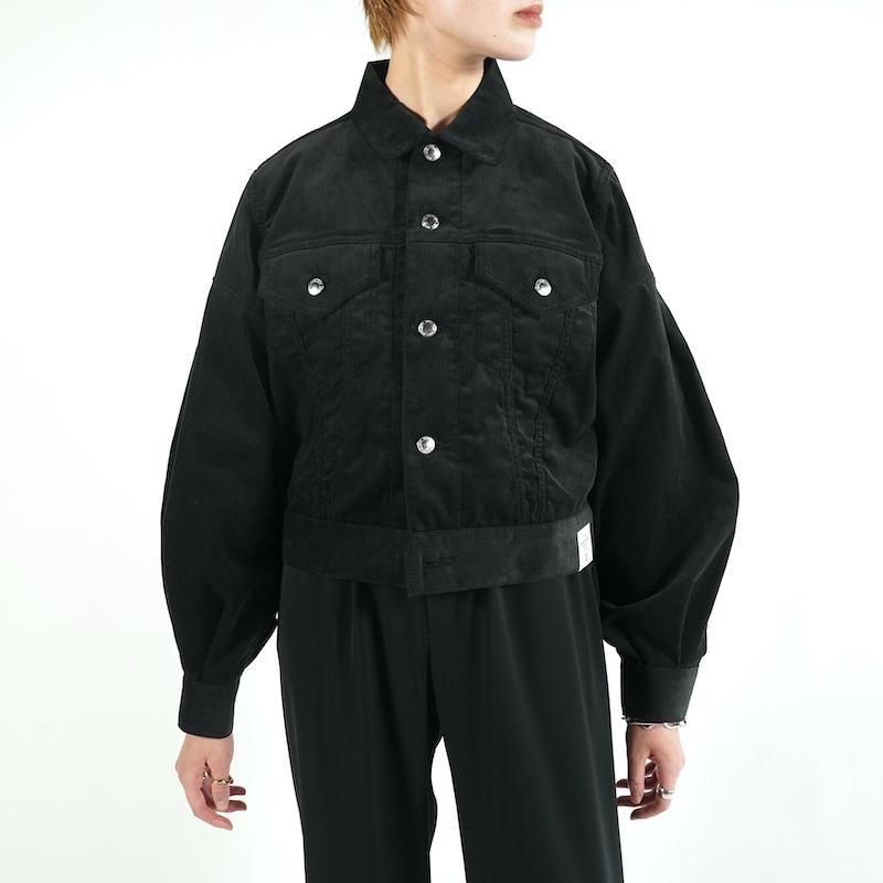 <img class='new_mark_img1' src='https://img.shop-pro.jp/img/new/icons6.gif' style='border:none;display:inline;margin:0px;padding:0px;width:auto;' /> [HYKE] ϥ CORDUROY BALLOON SLEEVE JACKET/TYPE 3(BLACK)