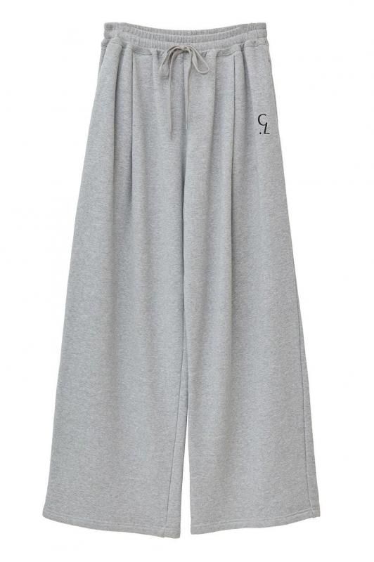 CLANE] クラネ LOGO SWEAT TUCK WIDE PANTS(GRAY)