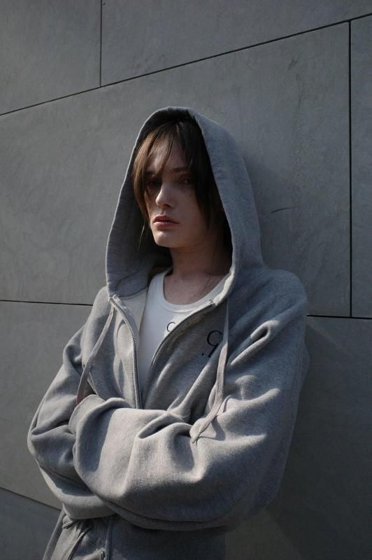 CLANE] クラネ LOGO COMPACT ZIP UP HOODIE(GRAY)
