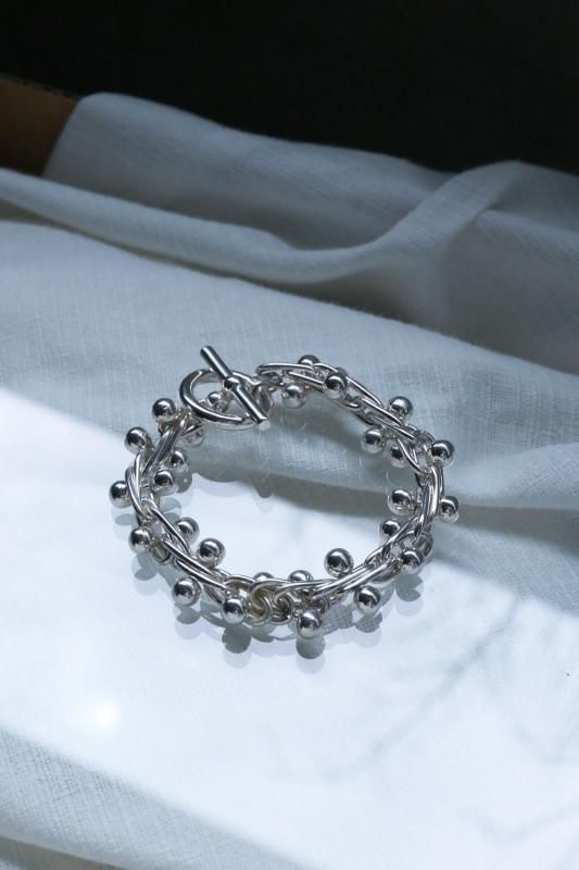FIFTH GENERAL STORE] Silver Beaded Bracelet / Medium | INS