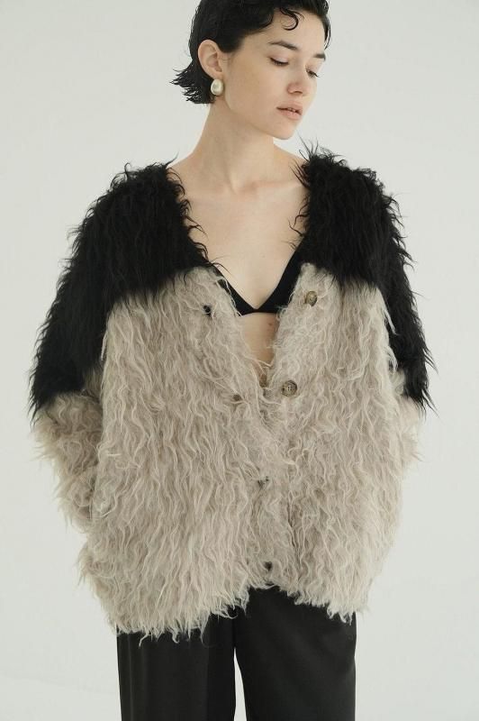 ジャケット・アウター CLANE BI COLOR SHAGGY KNIT CARDIGAN CLANE] クラネ BI COLOR SHAGGY KNIT CARDIGAN(PINK)