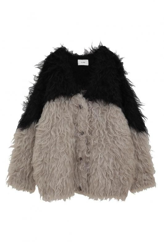 CLANE] クラネ BI COLOR SHAGGY KNIT CARDIGAN(MIX)