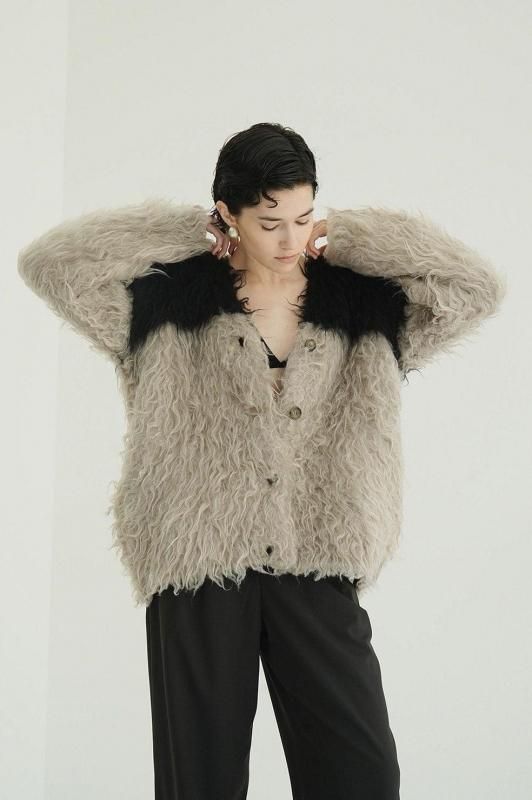CLANE] クラネ BI COLOR SHAGGY KNIT CARDIGAN(MIX)