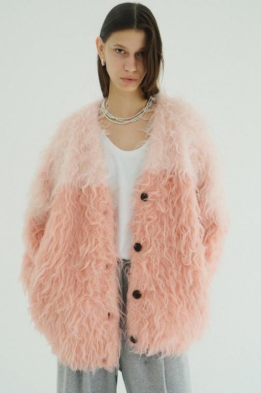 clane SHAGGY SHORT KNIT CARDIGAN ピンク 1 CLANE - シャギ― ショートカーディガン - SHAGGY SHORT KNIT