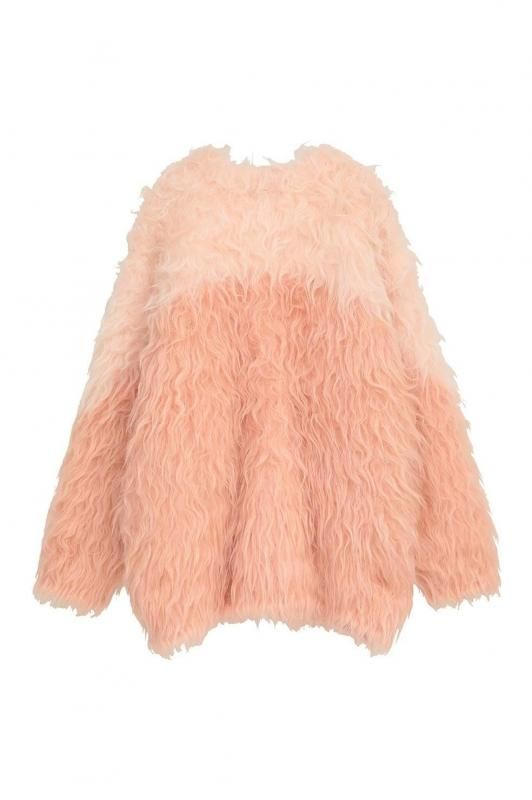 CLANE] クラネ BI COLOR SHAGGY KNIT CARDIGAN(PINK)