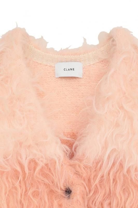 CLANE] クラネ BI COLOR SHAGGY KNIT CARDIGAN(PINK)