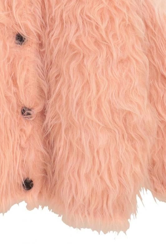 CLANE] クラネ BI COLOR SHAGGY KNIT CARDIGAN(PINK)