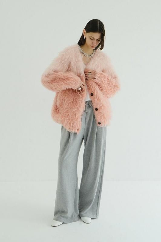 clane SHAGGY SHORT KNIT CARDIGAN ピンク 1 CLANE - シャギ― ショートカーディガン - SHAGGY SHORT KNIT