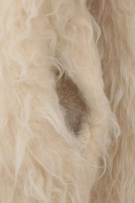 CLANE] クラネ BI COLOR SHAGGY KNIT CARDIGAN(IVORY)