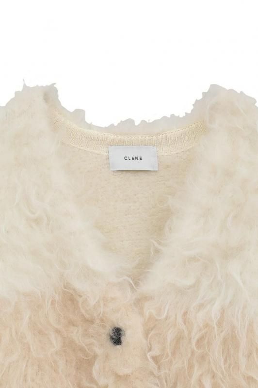 CLANE] クラネ BI COLOR SHAGGY KNIT CARDIGAN(IVORY)