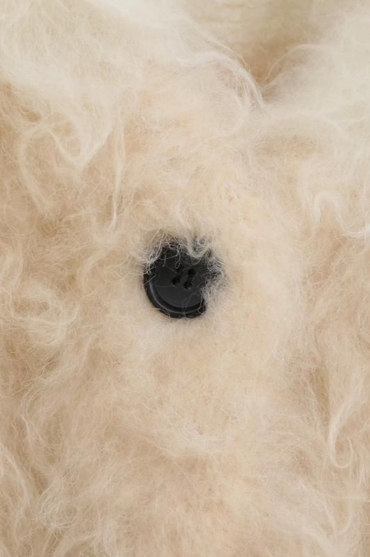 CLANE] クラネ BI COLOR SHAGGY KNIT CARDIGAN(IVORY)