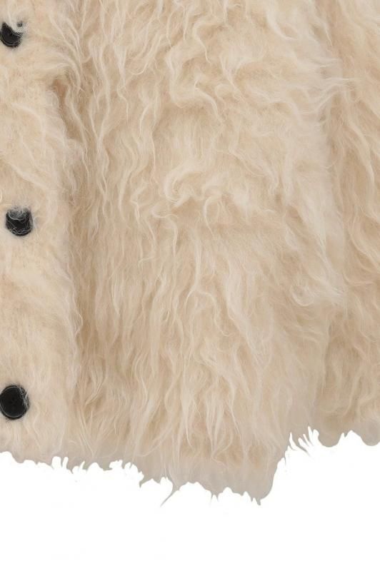 CLANE] クラネ BI COLOR SHAGGY KNIT CARDIGAN(IVORY)