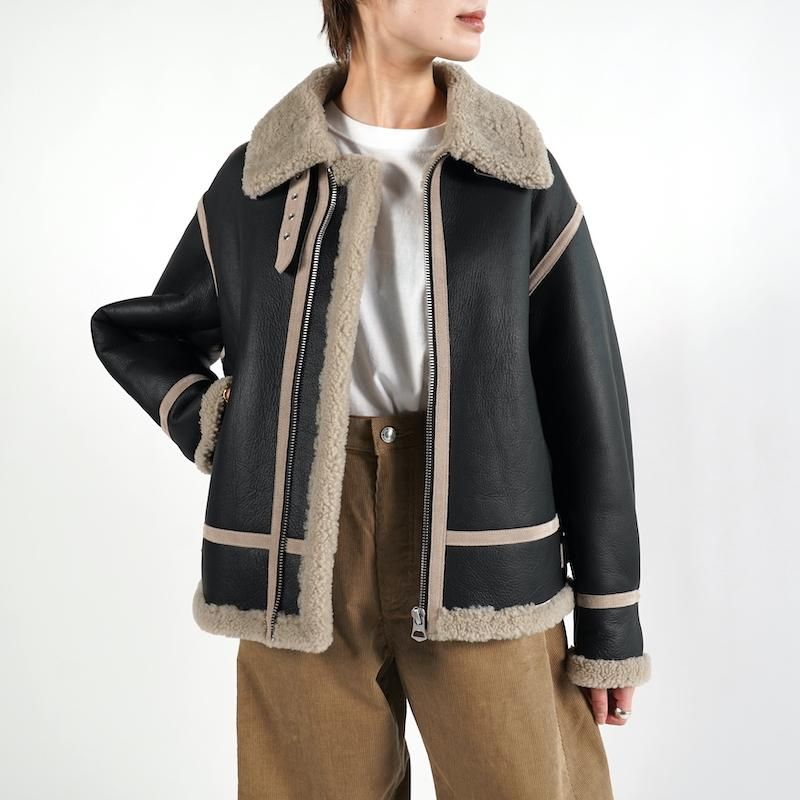 <img class='new_mark_img1' src='https://img.shop-pro.jp/img/new/icons6.gif' style='border:none;display:inline;margin:0px;padding:0px;width:auto;' />[Graphpaper] եڡѡ Sheep Mouton B-3 Flight Jacket(BLACK)